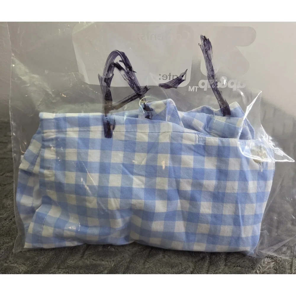 Tommy Bahama Boys 3-6 Months Blue White Checkered Overalls Preppy‎